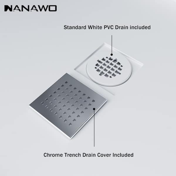 NANAWO 60 in. L x 32 in. W Alcove Shower Pan Base with Center