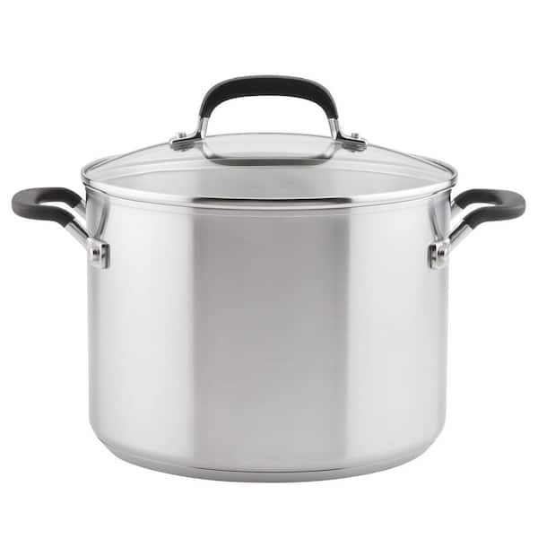 KitchenAid Stainless Steel, 8 qt. Stainless Steel Stock Pot in Silver with Lid