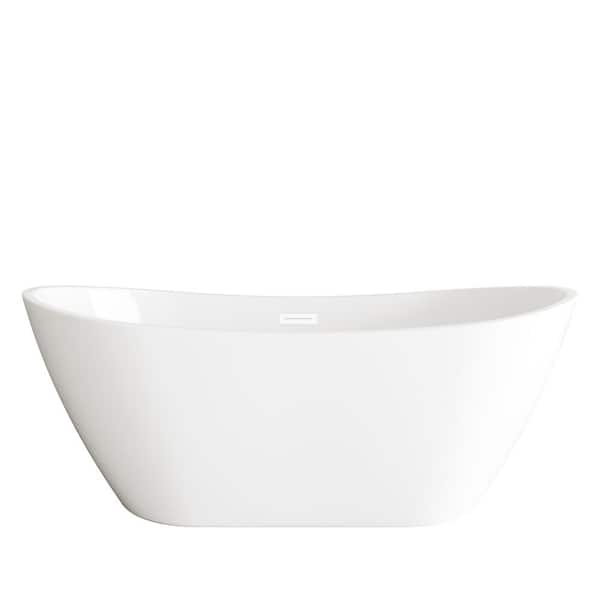 Unbranded Timeless Home 72 in. x 31.5 in. Soaking Bathtub with Center Drain in Glossy White with White Trim