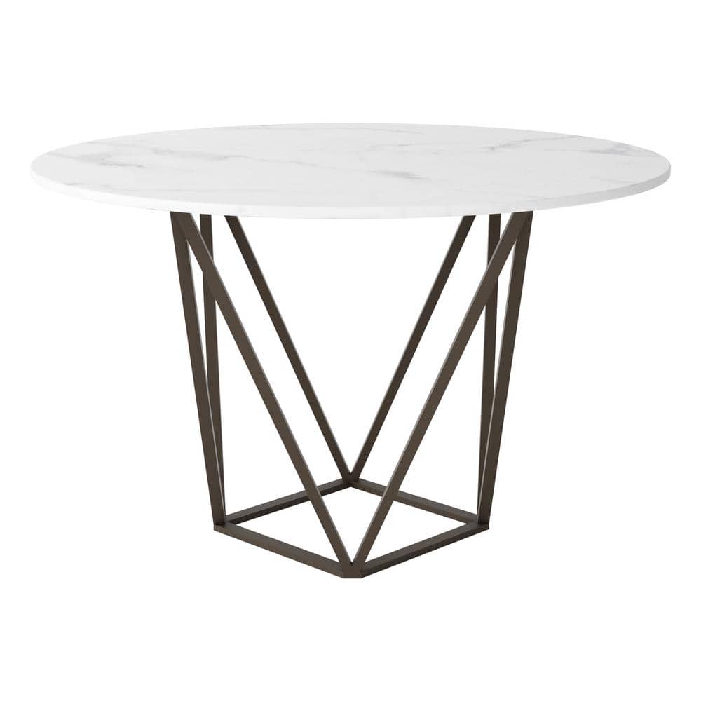 Contemporary Scandinavian 51'' Round Marble Dining Table