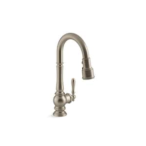 Artifacts Single-Handle Pull Down Sprayer Kitchen Faucet in Vibrant Brushed Bronze