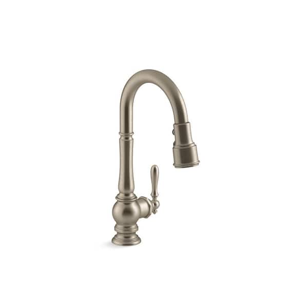 KOHLER Artifacts Single-Handle Pull Down Sprayer Kitchen Faucet in Vibrant Brushed Bronze