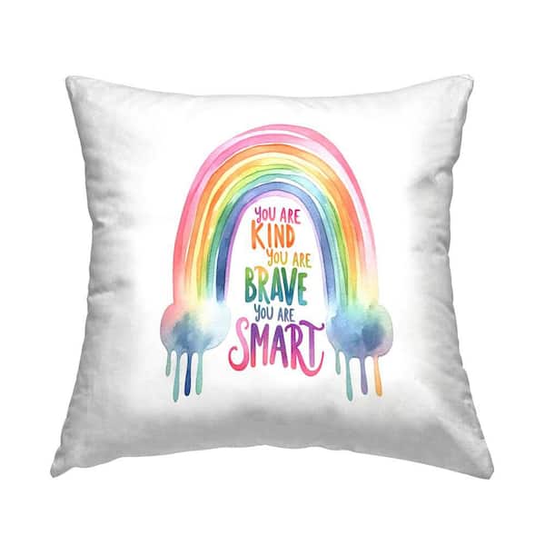 Stupell Industries Modern Inspiring Rainbow Multi-Color Print Polyester 18 in. x 18 in. Throw Pillow