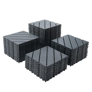 Dark Gray 1 ft. x 1 ft. All-Weather Plastic Outdoor Interlocking Deck Tiles, Garage Floor Tiles(44-Pack)