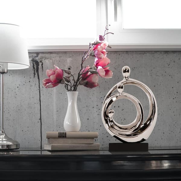 HomeRoots Modern Silver and Black Family Trio Specialty Sculpture