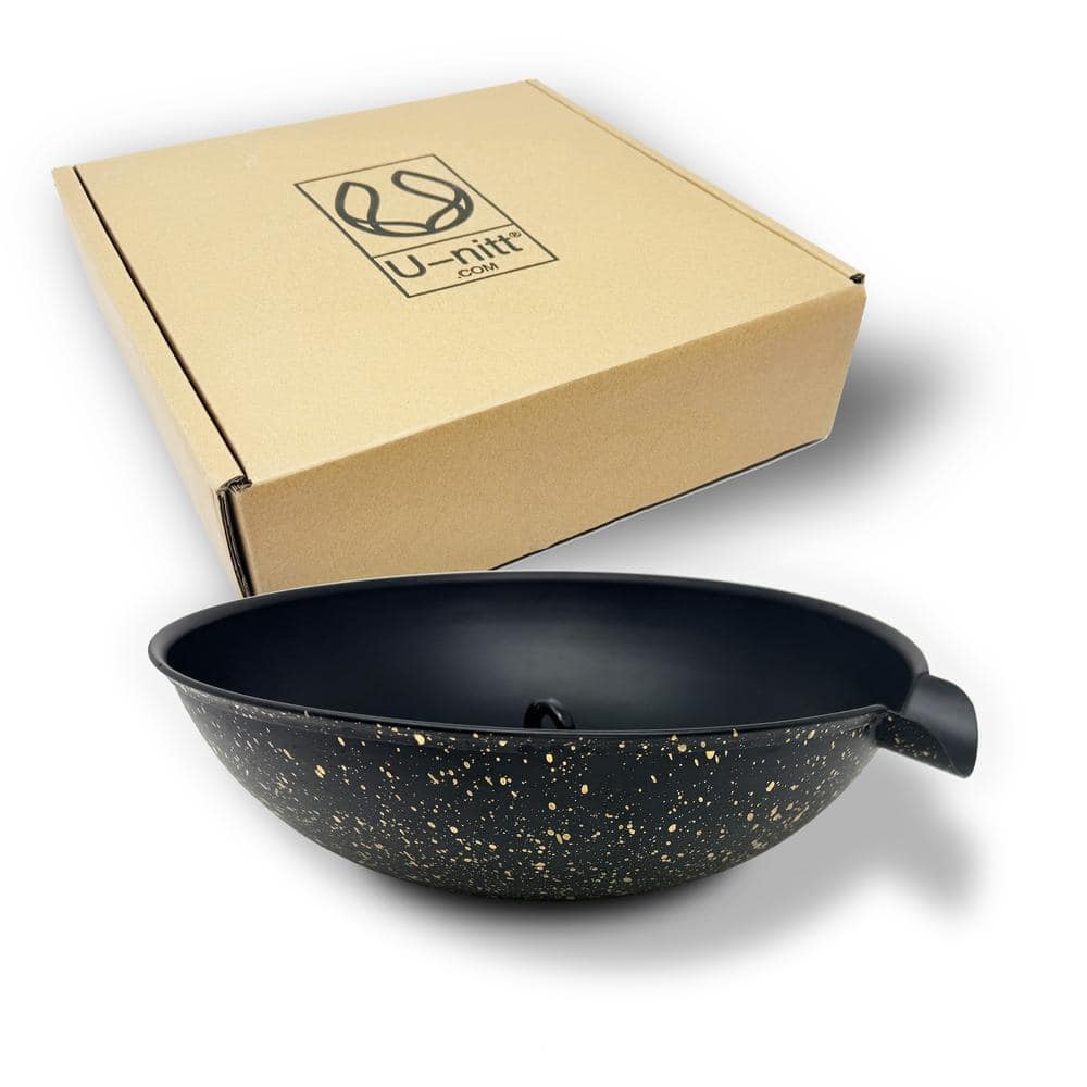 Unitt 12 in. Black/Gold Rain Chain Anchoring Basin Spill Bowl with