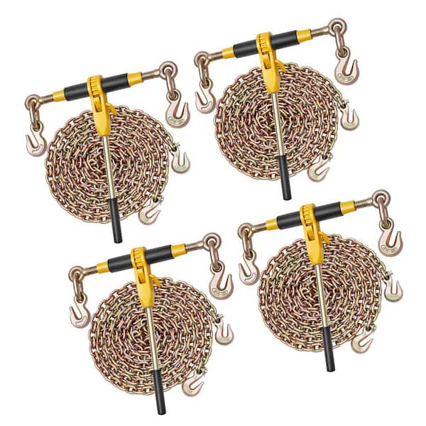 Ratchet Chain Binder for Towing, 5/16 in. x 12.8 ft. G80 Chains,8000 lbs. Working Load, Ratchet Load Binder,2025 Update