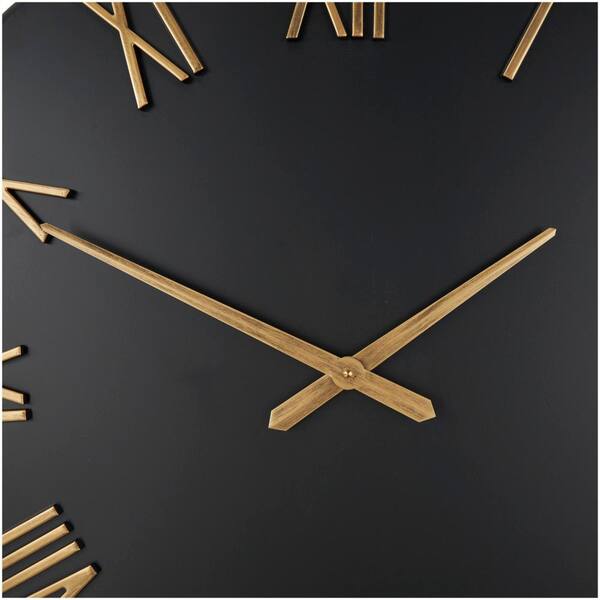 Litton Lane Black Metal Wall Clock with Gold Hands and Numbers 044201 - The Home  Depot