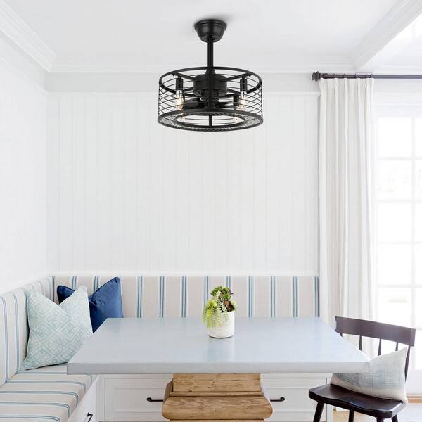 ANTOINE 17 in. Black Ceiling Fan Caged 