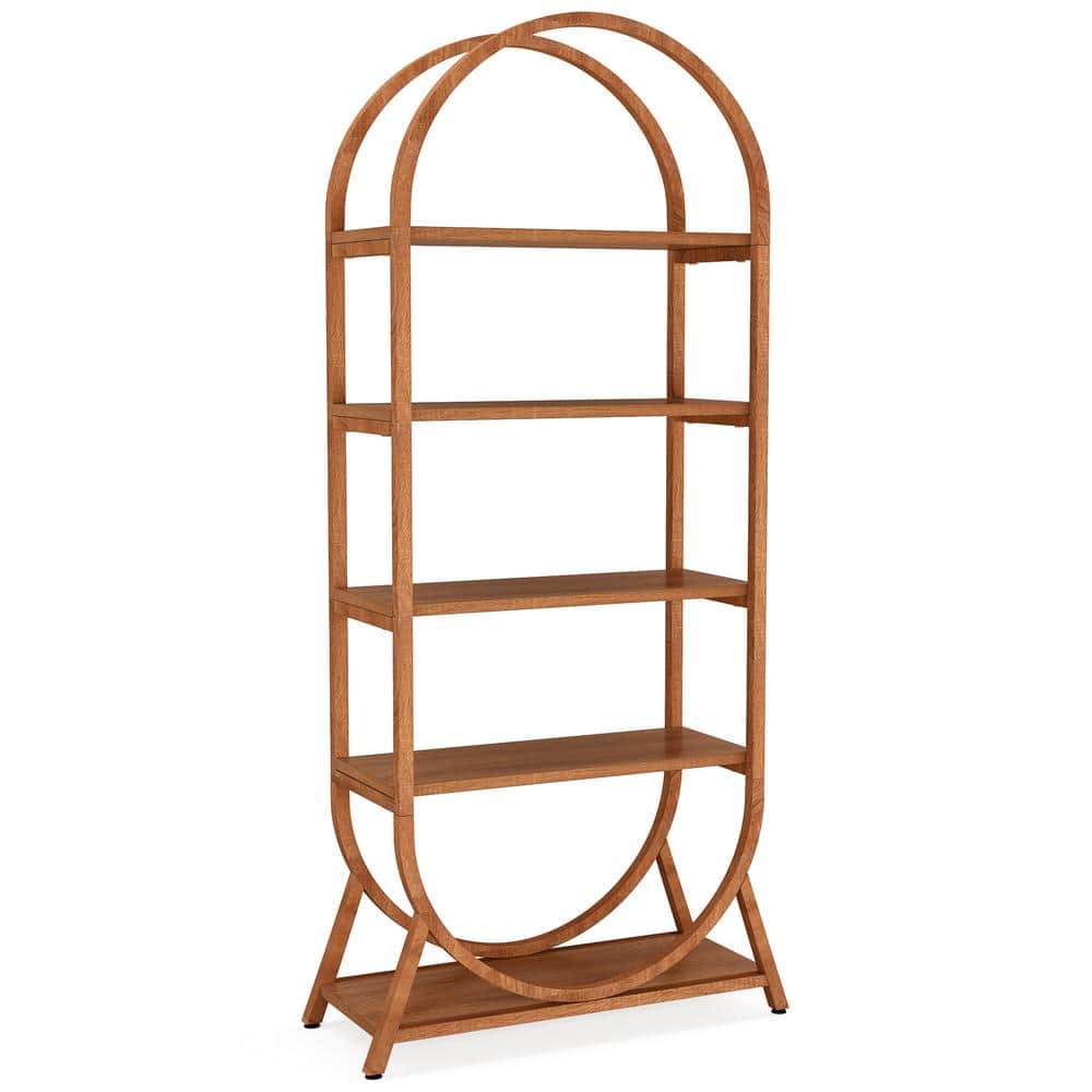 BYBLIGHT Eulas 70.87 in. Tall Brown Wood 5-Shelf Etagere