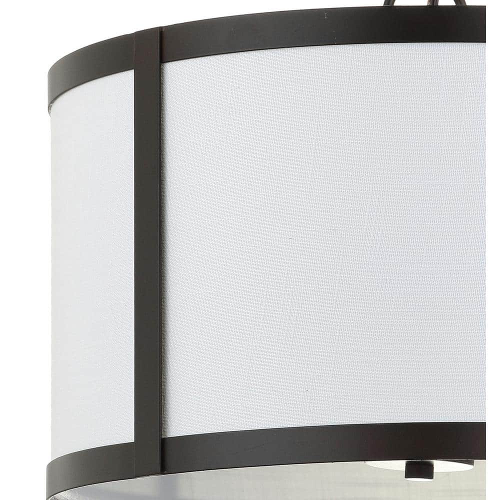 17" Oil Rubbed Bronze and White Drum Pendant Light