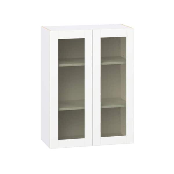 30 in. W x 14 in. D x 40 in. H Assembled Glass Door Wall Kitchen Cabinet in Bright White