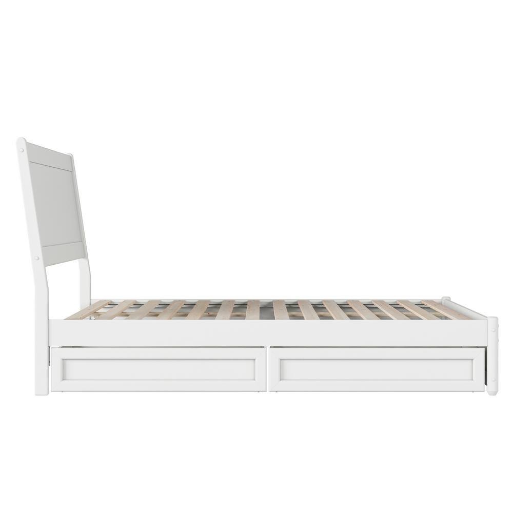 Casanova White Full Wood Platform Bed with Storage Drawers