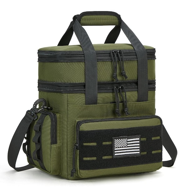 21 qt.Double Deck Expandable Insulated Lunch Bag for Men, Green