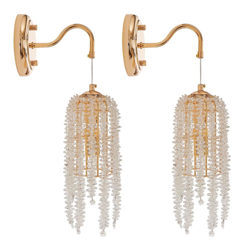 1-Light Gold Modern Luxury Crystal Bead String Wall Sconce Hardwired Wall Light Fixture for Bedroom Living Room(2-Pack) price history on PriceWatchPro