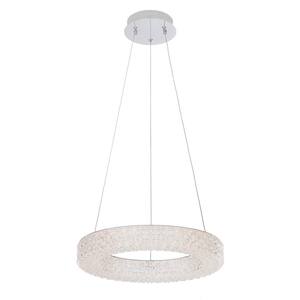 Wesley Park 100-Watt Integrated LED Chrome Pendant Hanging Light with Clear Round Acrylic Ring Shade