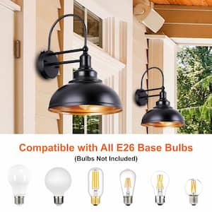 Industrial Black Dusk to Dawn Outdoor Hardwired Wall Barn Scone Exterior Light with No Bulbs Included (2-Pack)