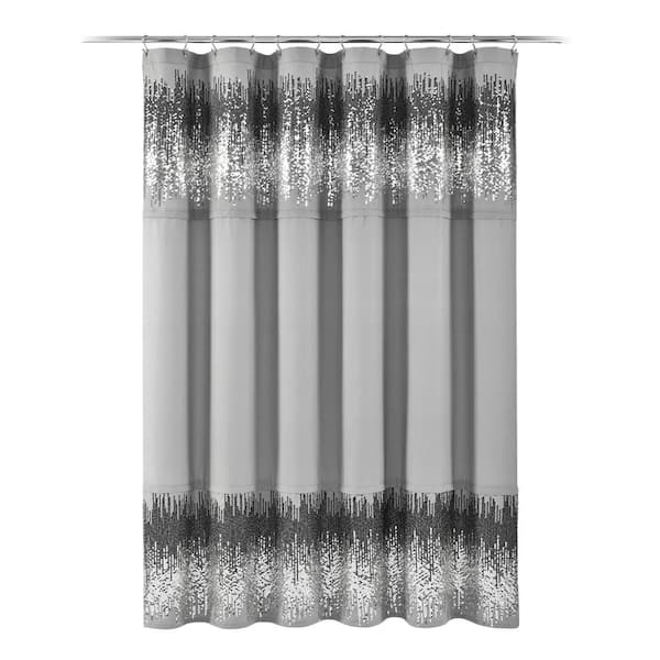 Lush Decor 70 in. x 72 in. Shimmer Sequins Shower Curtain Dark Gray/Black Single