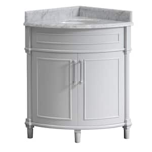 Aberdeen 32 in. Single Sink Freestanding Corner Dove Gray Bath Vanity with Carrara Marble Top (Assembled)
