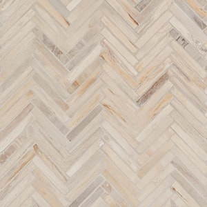 Dixiewood Herringbone Brown 9.25 in. x 11.22 in. Marble Mosaic Tile (0.78 sq. ft./Each)
