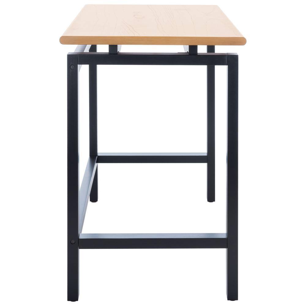 Industrial Black and Natural Wood Writing Desk