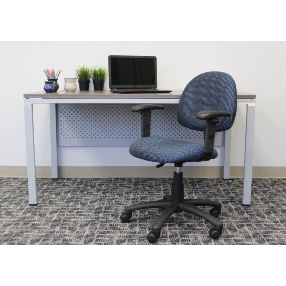 Elegant Blue Fabric Task Chair with Adjustable Arms and Swivel Base