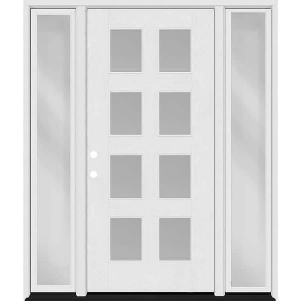Regency 64 in. x 80 in. 8L Modern Clear Glass RHIS Unfinished Fiberglass Prehung Front Door w/Clear 12 in. SLs 4-9/16