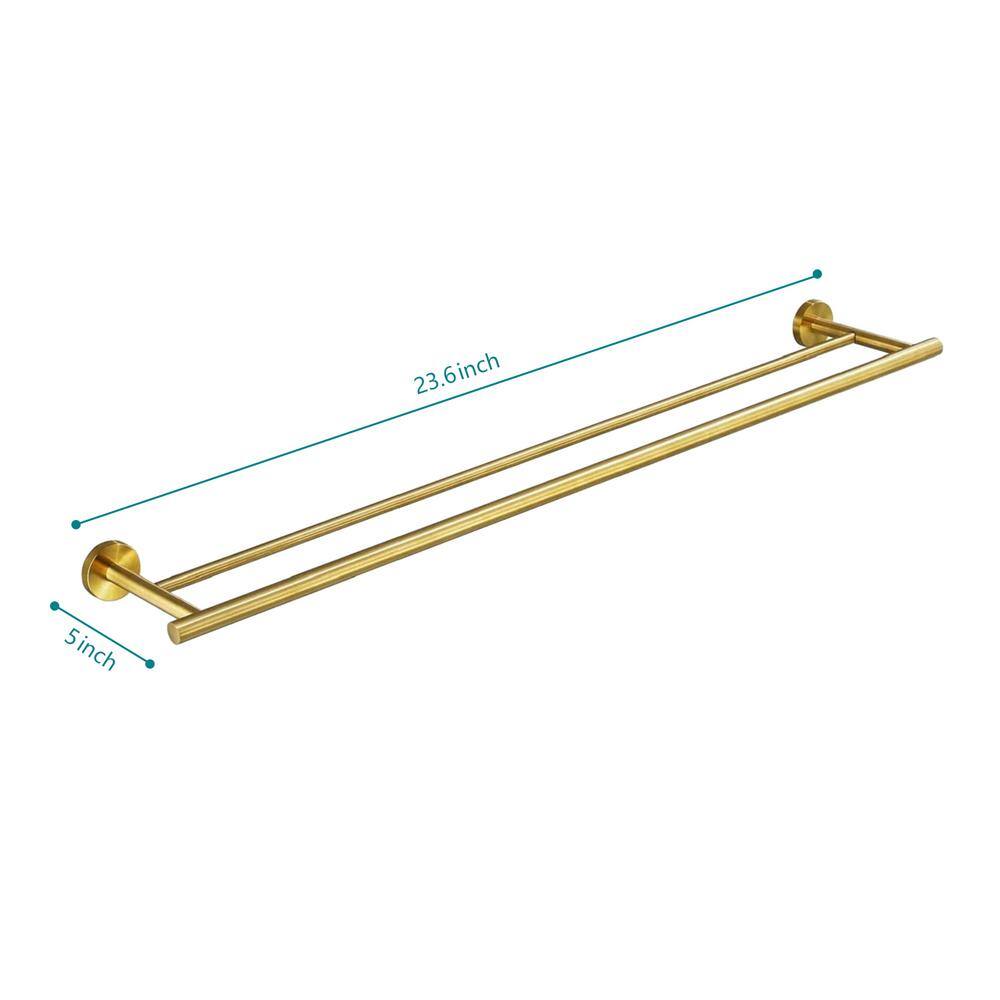 Brushed Gold 23.6-Inch Stainless Steel Wall Mounted Towel Bar