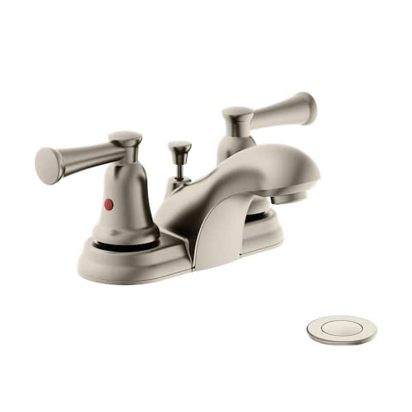 Glacier Bay Lisbon 4 in. Centerset 2-Handle Bathroom Faucet in Brushed Nickel