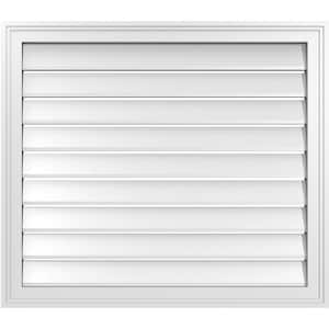 32 in. x 28 in. Vertical Surface Mount PVC Gable Vent: Functional with Brickmould Frame