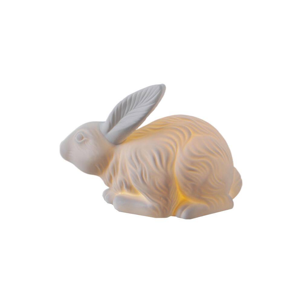 White Stoneware Rabbit Shaped Nursery Table Lamp