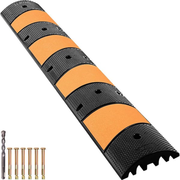 72.8 in. x 12.2 in. Rubber Speed Bump 2-Channel Garage Speed Bump 22000 lbs. Loading for Asphalt Concrete Driveway