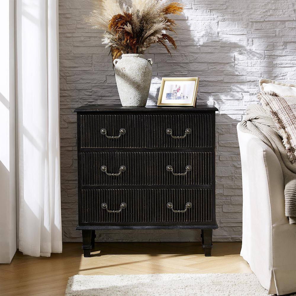 Elpenor Charcoal 28 in. W Solid Paulownia Wood 4-Drawer Nightstand with Charging Station price history on PriceWatchPro