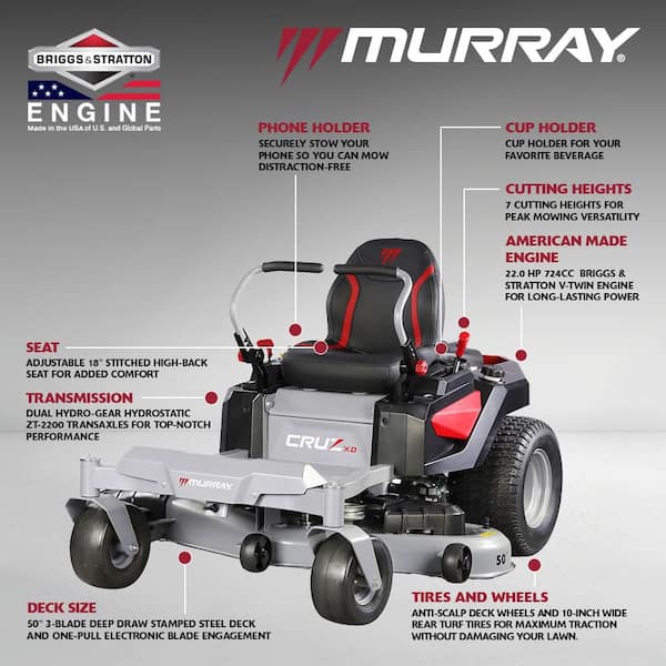 Murray Cruz XD 50 in. 22.0 HP 724cc EXi2200 Series Briggs and