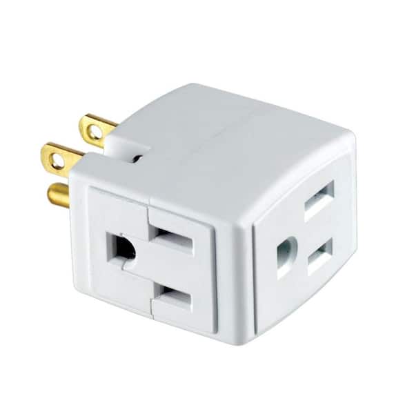 Grounded Triple Cube Outlet Adapter, White 692-W