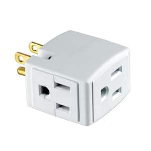 Grounded Triple Cube Outlet Adapter, White