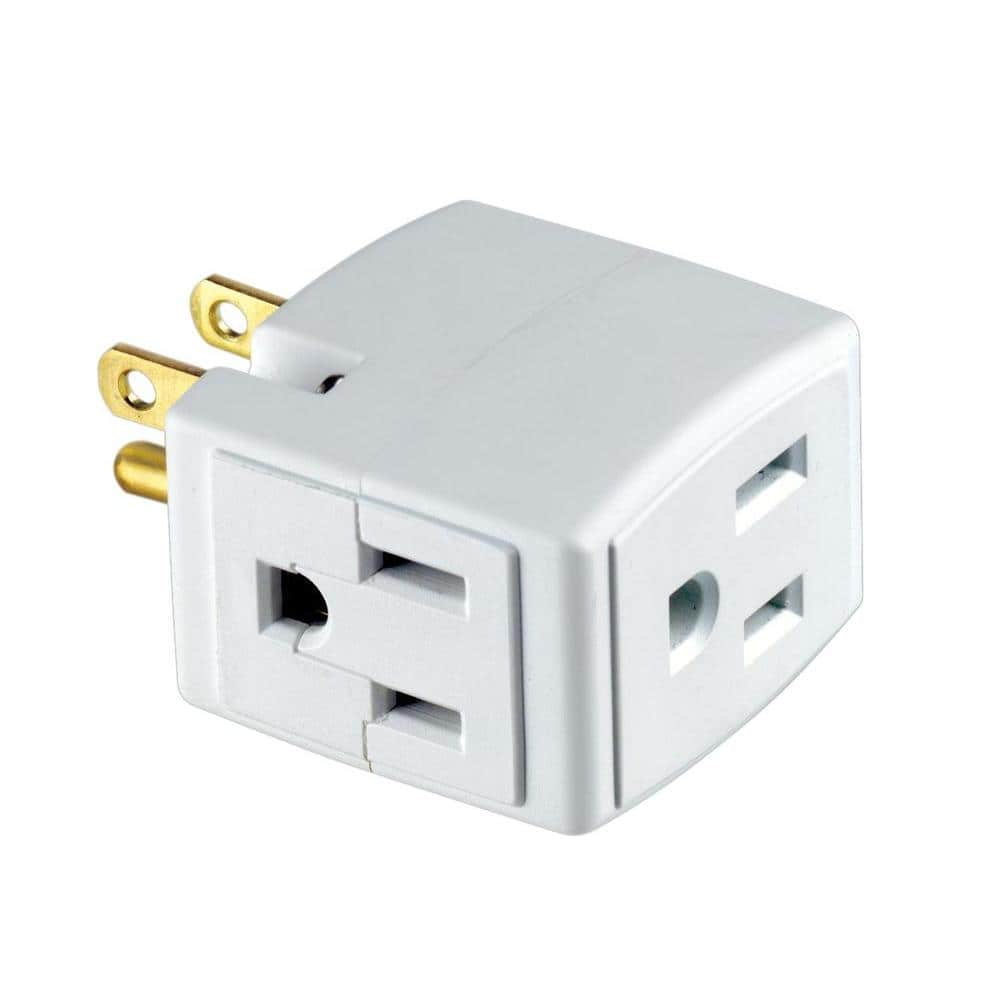 Leviton Grounded Triple Cube Outlet Adapter, White R54-00692-00w - The 