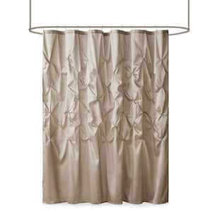 72.00 in. W x 72.00 in. L Tufted Semi-Sheer Polyester Shower Curtain in Taupe