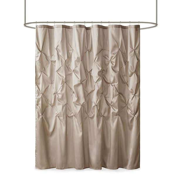 Afoxsos 72.00 in. W x 72.00 in. L Tufted Semi-Sheer Polyester Shower Curtain in Taupe
