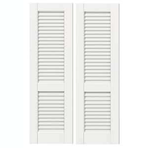 48 in. x 80 in. (Double 24 in.) Louvered MDF Wood, White Primed, Painted Pre-Finished Interior Door with Bypass Hardware