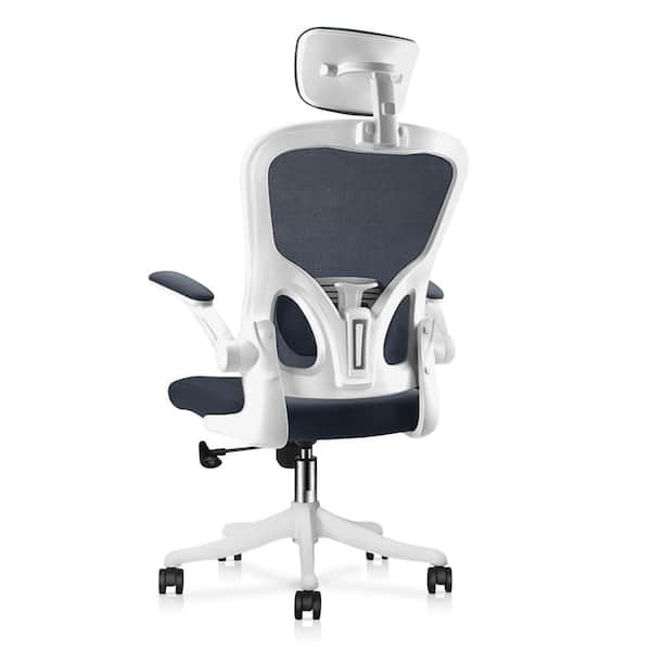 Hoffree White Upholstered Mesh Ergonomic Home Task/Office Chair with  Adjustable Height/Headrest and Armrest with Lumbar Support POA8234959 - The  Home Depot