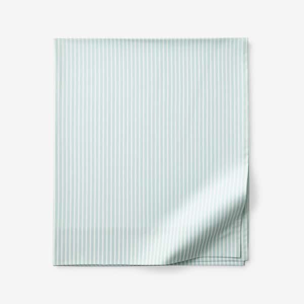 The Company Store Company Cotton Mariel Stripes Sea Blue Cotton Percale Twin/Twin XL Flat Sheet
