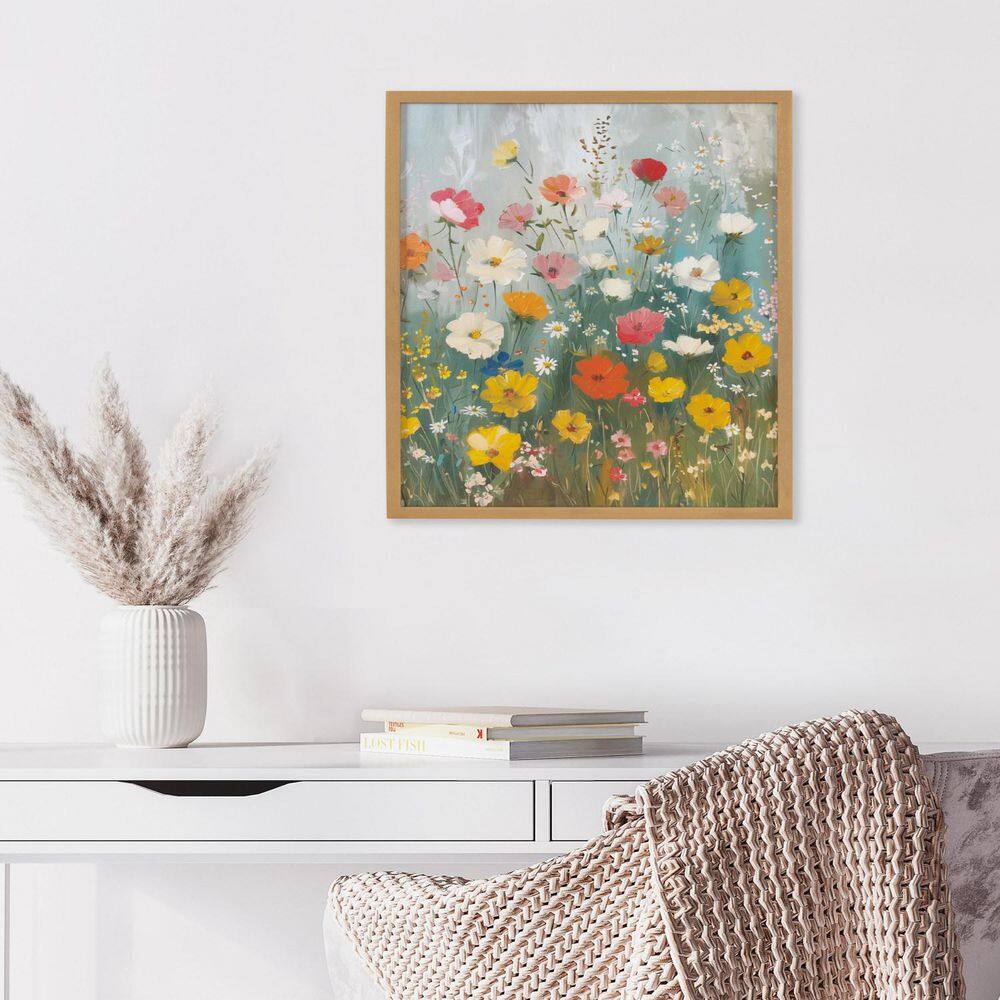 Boho Wildflower Garden Print with Gold Frame, 12x16