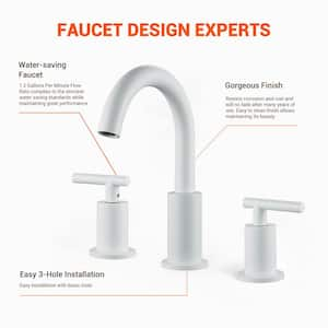 8 in. Widespread 2 Handle Bathroom Faucet in White