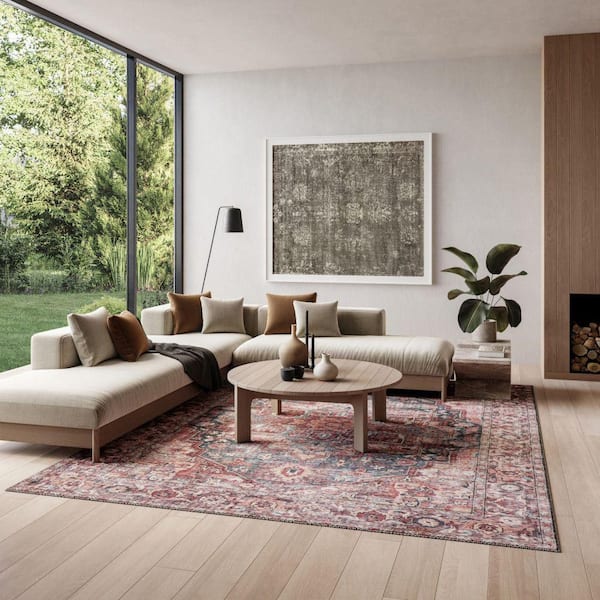 57 Grand Machine Washable Multicolor 8 ft. x 10 ft. Floral Traditional Area Rug