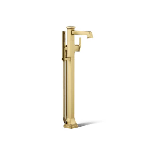 KOHLER Riff Single-Handle Claw Foot Tub Faucet with Handshower in Vibrant Brushed Moderne Brass