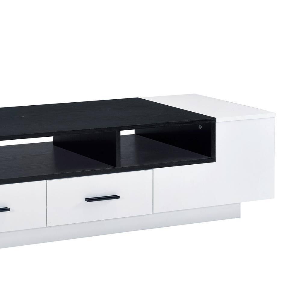 Black and White 69" Modern TV Stand with Cabinet