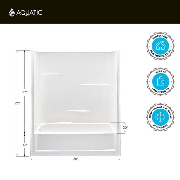 Everyday Acrylx 60 in. x 30 in. x 72 in. Rectangular Tub Shower Combo Unit with Left Drain in White