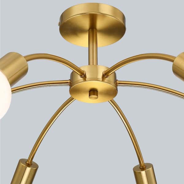 pasentel 22 in. 6-Light Antique Gold Sputnik Semi-Flush Mount