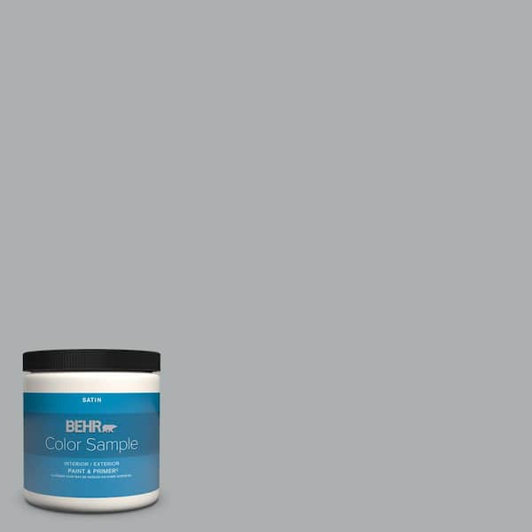 BEHR PREMIUM PLUS 8 oz. #N500-3 Tin Foil Satin Enamel Interior/Exterior Paint & Primer Color Sample